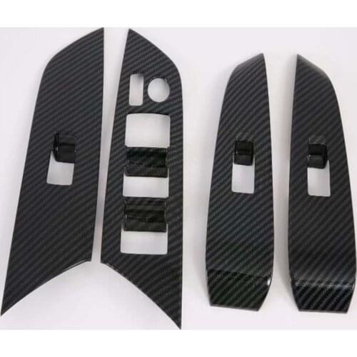 For Mazda 6 Atenza 2019 2020 Carbon Fiber Window Lift Switch Button Cover Trims Door Armrest Panel Frame Interior Accessories