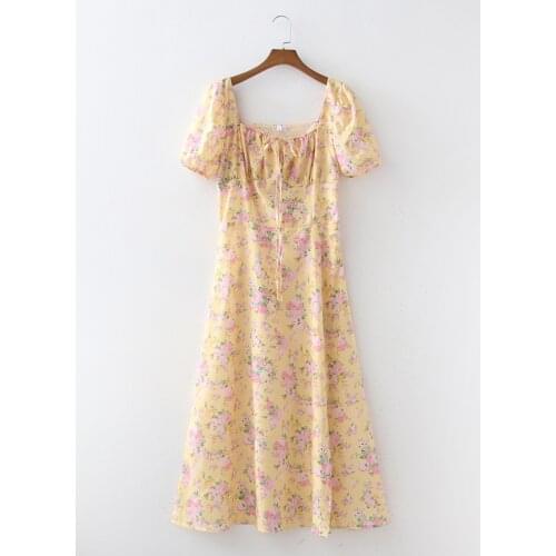 Summer Women Dress Print Color Sexy Fashion Elegant Beach Style Lace Up Lantern Sleeve Long Spring Autumn Female Vestido C2644