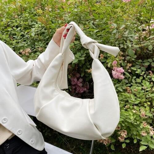 Half-Moon Small PU Leather Crossbody Bags for Women 2021 Simple Trends Simple Solid Color Shoulder Handbags and Purses