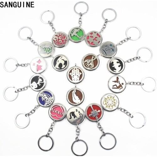 Mixs 5pcs Diffuser Floating Locket Key Chain Ring Silver Magnet Aromatherapy Lockets Pendant Key Chains For Keys Car Jewelry