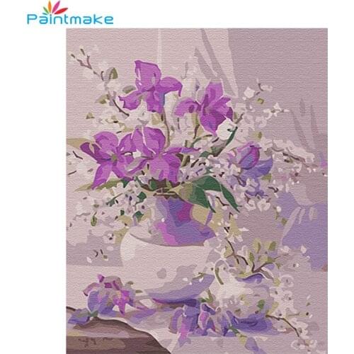 Paintmake flowers DIY Painting By Numbers Drawing Kits Oil hand Painted On Canvas purple For Home Decor Art gifts G410