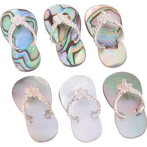 Natural Large Small size Shoes of Pearl Shell Necklaces Pendants Vintage Colorful Shells for Statement Necklace Jewelry D388