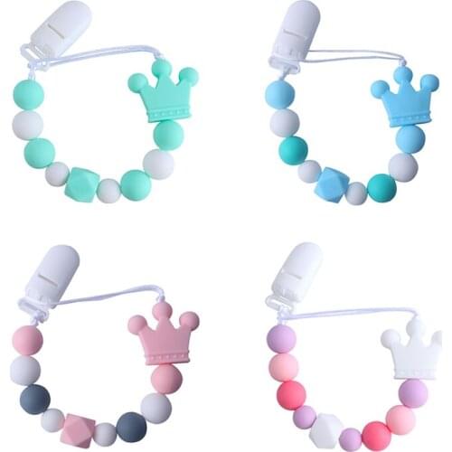 New Pacifier Chain Clips Baby Silicone Teething Beads Paci Holder Soothie Clips Teethers Toy Chewbeads Baby Birthday Shower Gift