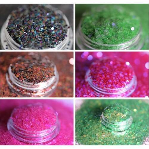 Chunky American Fantasy Iridescent Pink Green Black Coffee Color Nail Glitter Home DIY Decoration Craft Decoration