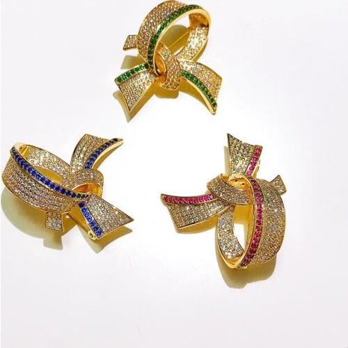 OKILY Delicate Micro Zircon Bowknot Women Brooches Pin Fashion Clothes Brooch Coat Dress Decoration 2021 Trendy