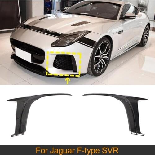 Car Front Bumper Splitters Canards Fins For Jaguar F-type SVR 2016-2019 Front Bumper Air Vent Covers Trim Splitters Carbon Fiber