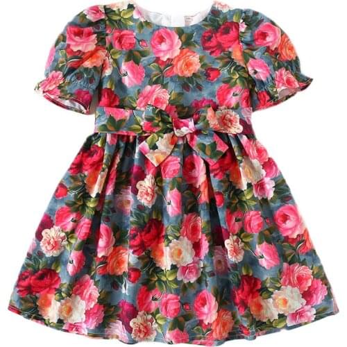 Girl Floral Dress Summer 2021 Kids Princess Dresses for Girl Girls Party Ball Gown Dress Baby Clothes Children Clothing 1-6Year