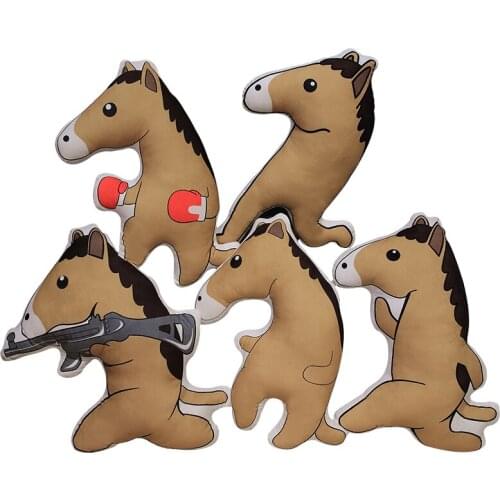 Horse Pillow Spoof Expression Horse Plush Toy Doll PP Cotton Creative Gift for Boys Girls Animals Small Pendant Real Life Plush