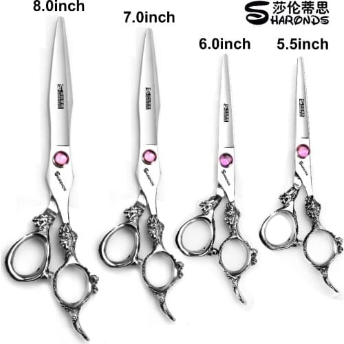 Sharonds 5.5/6/7/8 inch professional hairdressing hair scissors barber scissors Japan 440c dragon handle cutting scissors