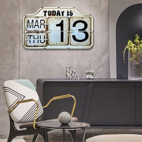 Retro Vintage Rustic Metal Wall Hanging Art Decor Calendar Room Home Bar Farmhouse Resturant Office Hotel Decoration Accessorie