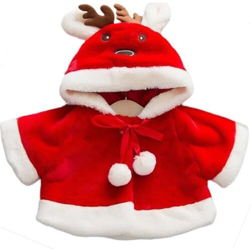 Christmas Baby Children Deer Clothing Girl Infant Winter Warm Coat Cloak Jacket Wool Blends Thick Warm Clothes Outerwear Coats