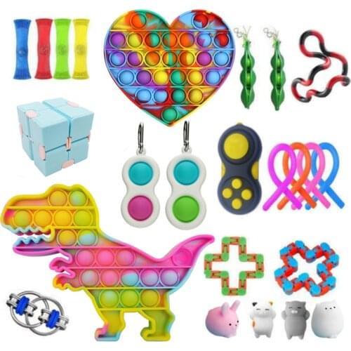 Fidget Toys Anti Stress Pop Gift Box Gift Pack Push Bubble Fidget Squeeze Sensory Toy For Adults Children Relief Toys