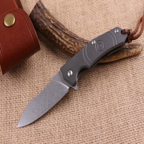 Wolf Smoke Titanium Handle Folding Knife (D2 Steel) Sharp Blade Outdoor Camping Survival Kitchen EDC Tool Gift For Men