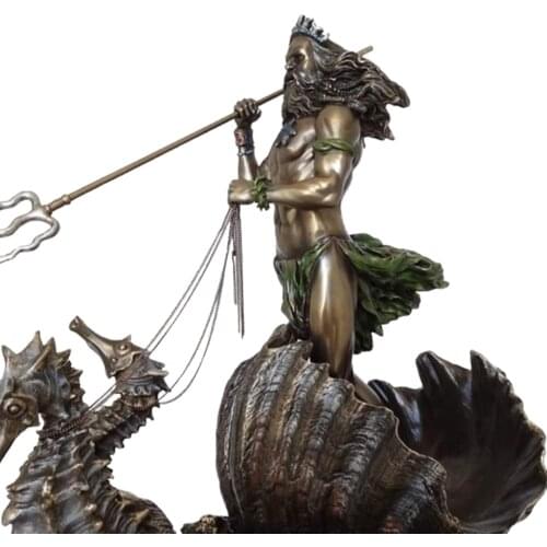 Poseidon Greek God of the Sea Statue Resin Art Neptune on Seahorse Figurine