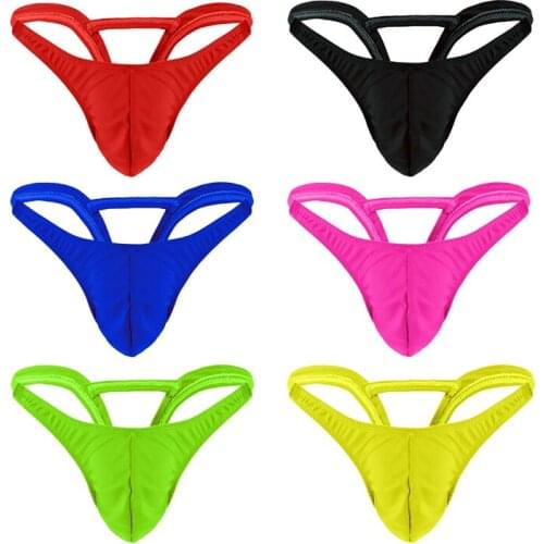 Mens sexy thong underwear transparent color ice silk transparent T pants breathable low waist sexy alternative role performance