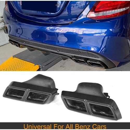 Dry Carbon Fiber Universal Exhaust Tips End Muffler for Mercedes-Benz C E GL CLK CLS Class C63 C43 CL65 E63 G55 AMG All Cars