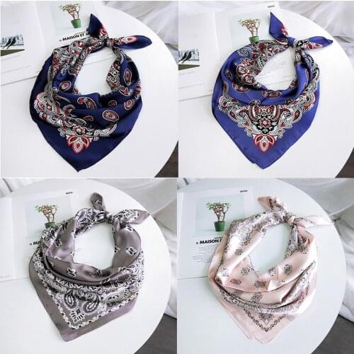 Yishine Whalesale 20pc Mix Colors Multifunction Cashew Printed Womens Satin Square Wraps Scarves Shawl Polyester Silk Scarf