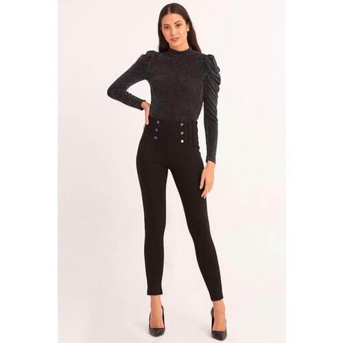 FullaModa Women Button Leggings Pants