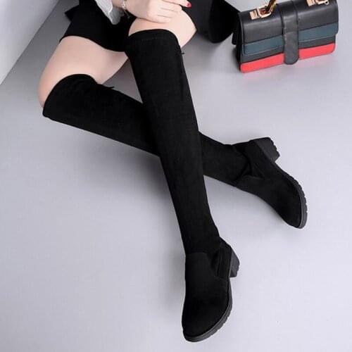 Woman Shoes Women Stretch Fabric Thigh High Sexy Over The Knee Boots Slim Thigh High Boots Plus Size 43