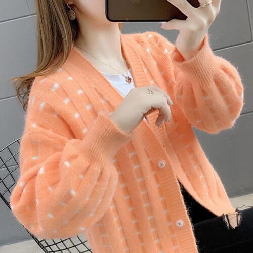 Pink Cardigan Women Winter Sweater Clothes Set Cropped Sweater Autumn 2021 New Womens Cardigan Short