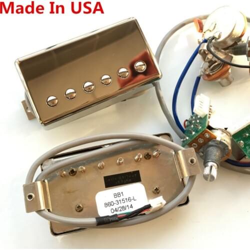 1 Set Electric Guitar Humbucker Pickups with Pro Wiring Harness for Gib BB1 BB2 BB Series Nickel Cover silver Made In USA