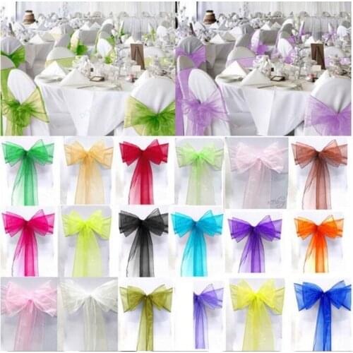 1000pcs Organza Chair Sashes Chair Bows Wedding Party Event Xmas Banquet Decor Sheer Organza Fabric 18cm x 275cm