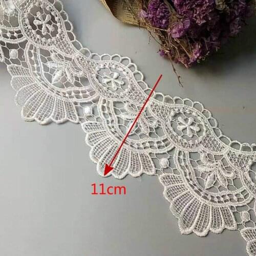 2 yards White 11 cm Lace Ribbon Trim Applique for Costumes Dresses Trimmings Edge Lace Fabric Embroidery Strip Sewing New