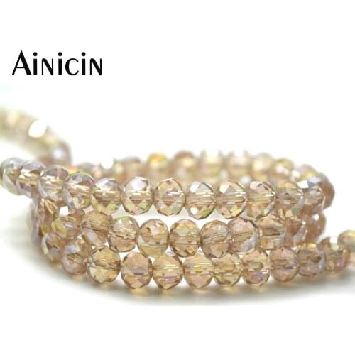 20 Strands Champagne Color Rainbow Plated Faceted Glass Crystal Fashion Women Jewelry Making Beads
