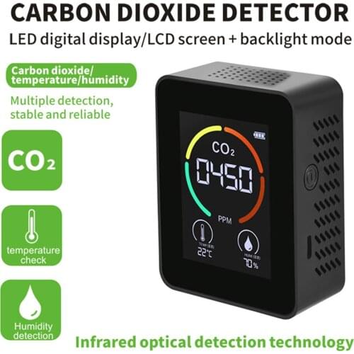 3 in 1 CO2 Meter Digital Temperature Humidity Sensor Tester Air Quality Monitor Carbon Dioxide TVOC Formaldehyde HCHO Detector