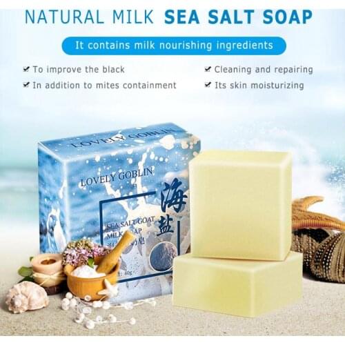 65g Jabon En Laminas Goat Milk Sea Salt Mite Removal Face Soap Cleaning Nourishing Oil-Control Whitening Acne Treatment