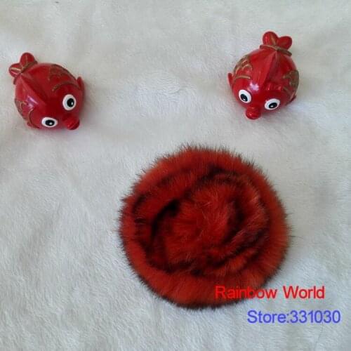 Free shipping 7cm Genuine red rabbit Fur Rose flower Brooch for corsage Fashion DIY accessories 2 Pieces/lot