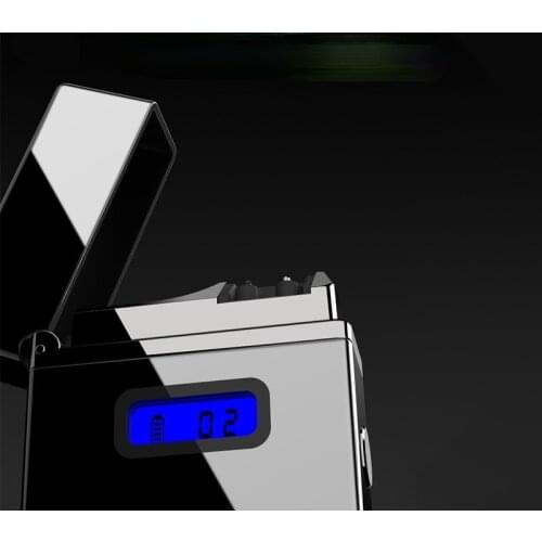 Digital Battery Display Dual Arc Lighter Personalized Custom Rechargeable USB Cigarette Lighter Gadgets for Men Technology Gifts