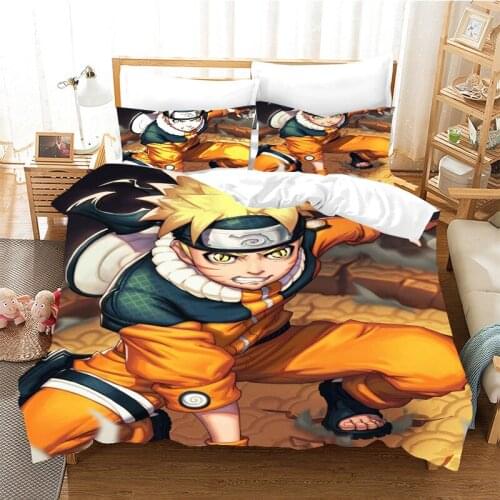 NARUTO Childrens Cartoon Three-piece Set Poly-cotton Boys Duvet Cover Pillowcase Bedding Uzumaki StudenUchiha Sasuke