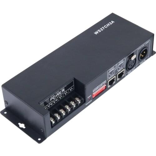 DMX512 Controller DMX512 Decoder 27CH 9Group 81A with XLR&RJ45 Output For RGB LED Strip Module Controller DC12-24V
