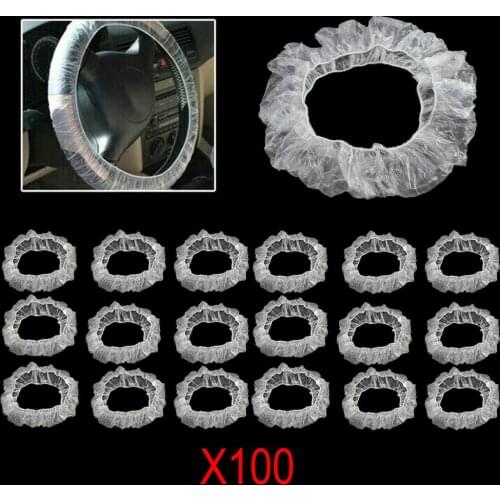 100XUNIVERSAL PLASTIC DISPOSABLE STEERING WHEEL COVERS ELASTIC 4S SHOP DEDICATED