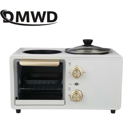 DMWD Electric 3 in 1 Household Breakfast Toaster Baking Machine Sandwich Omelette Fry Pan Hot Pot Boiler Food Steamer