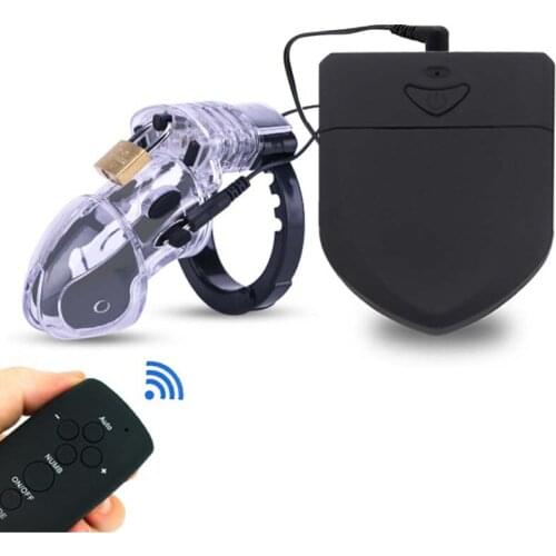 Remote Control Electric Shocker Male Chastity Cage Adjustable Penis Rings Sex Toys For Men Masturbators Penis Stimulate Erection