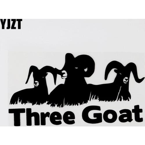 YJZT 15.5CMX8.7CM Interesting Animals Three Goat Vinyl Car Sticker Decal Black/Silver 8C-0233