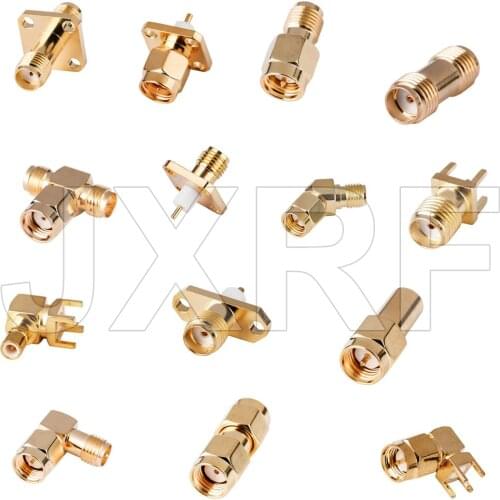 1PCS Coaxial Adapter SMA Male Female Plug to RP-SMA Male Plug Female Straight Gilded Nut bulkhead handle solder panel Connector