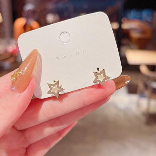Korean Trendy Design Student Earrings for Women Trendy Geometry Hollow Out Star Stud Earrings Female Delicate Elegant Ear Studs