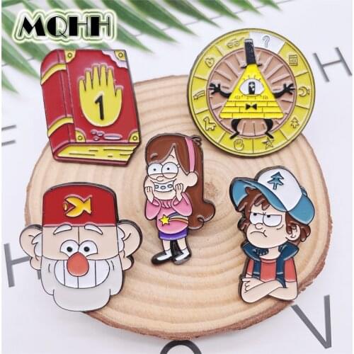 Creative Fun Anime Character Girl Old Man Enamel Pins Round Books Alloy Brooch Punk Badge Accessories Retro Jewelry Gifts
