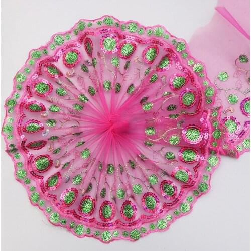 20Yards Embroidered Lace Trim Dress Sewing Mesh Sequins Fabric Tulle Trims Clothing Accessories Pink Red Blue