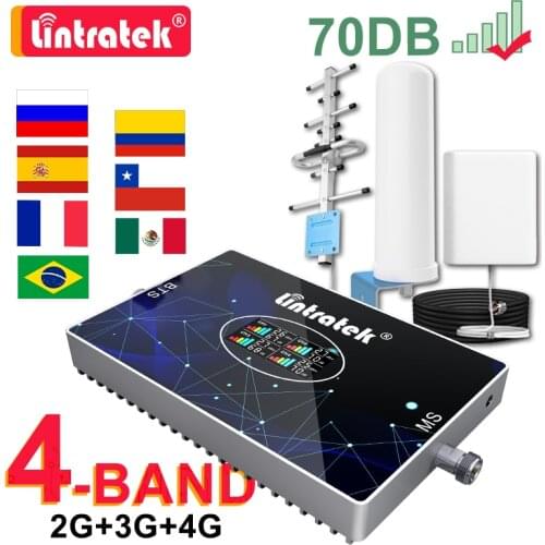 Lintratek 4 Four Band Signal Booster 2G 3G 4G LTE B20 800 900 1800 2100 2600 850 Cellular Amplifier 1700 1900 CellPhone Repeater