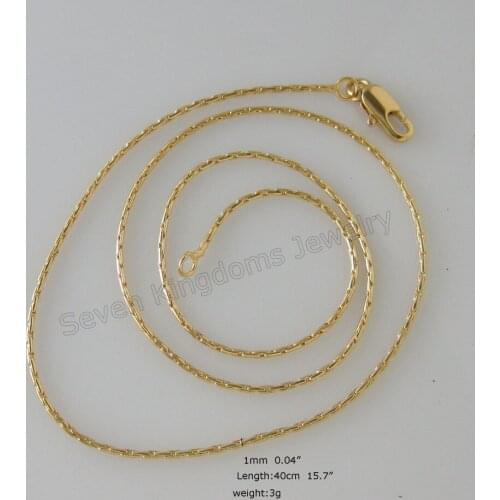 Min order 10$/ Can mix with other design 3g 15.7" - YELLOW GOLD GP FILLED BRASS THIN LINK CHAIN WIDTH 1MM NECKLACE