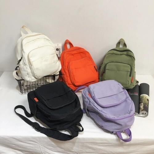 Preppy Style Fashion Women Solid Color Retro Small Backpack Students Ladies Travel Canvas zipper School Bag Knapsacks 2021 new