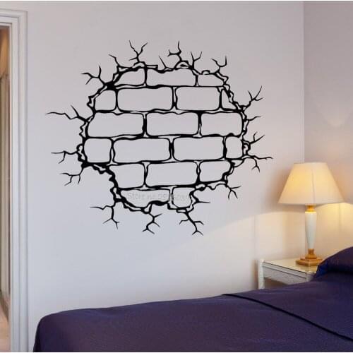 New Creative Wall Decal Brick Wall Crack Hole Pattern Decor Destruction Vinyl Decal Art Wall In Different Colors Wallpaper LA523