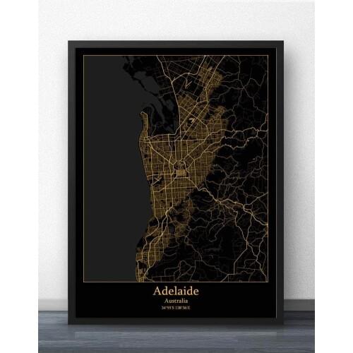 Adelaide Melbourne Perth Sydney Australia Map Poster