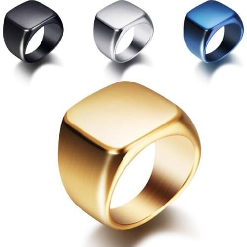 Simple square smooth surface stanless steel Ring for Men women lord Wedding Band new punk ring