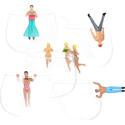PVC 6cm Cup Edge Hanging Dolls Bikini Mini Figures Toys Environmentally Friendly Man And Woman Doll Model Collections