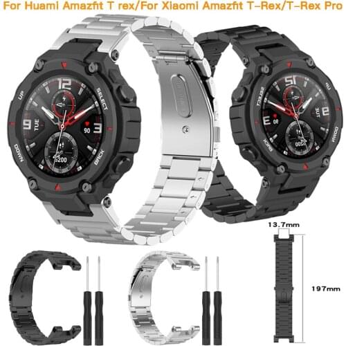 Metal Band Replacement Straps For Huami Amazfit T rex Band Stainless Steel Bracelet For Xiaomi Amazfit T-Rex/T-Rex Pro Strap
